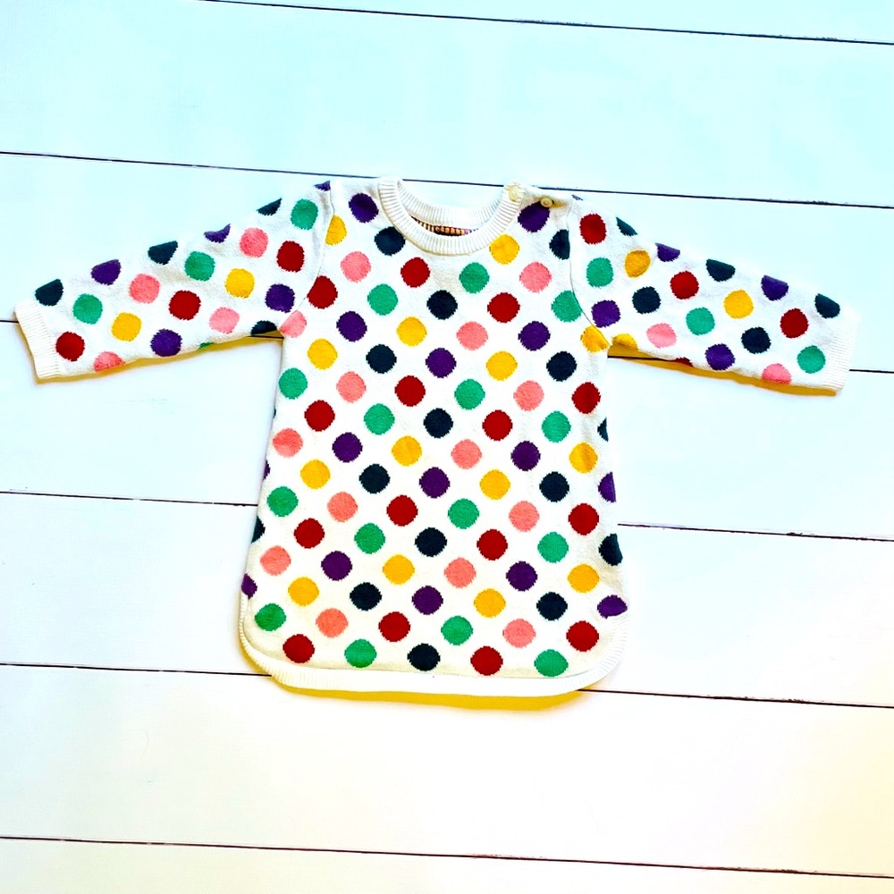 Rainbow polka dot sweater dress